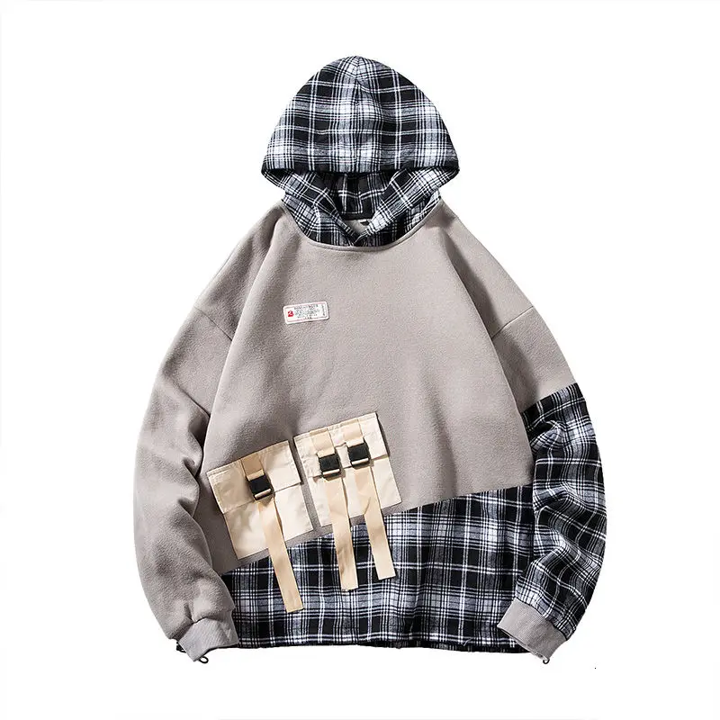 

Autumn Plaid Hoodies Men's Fashion Retro Casual Hooded Sweatshirt Men Streetwear Loose Hip-hop Pullover Hoodie Mens Hoody M-5XL