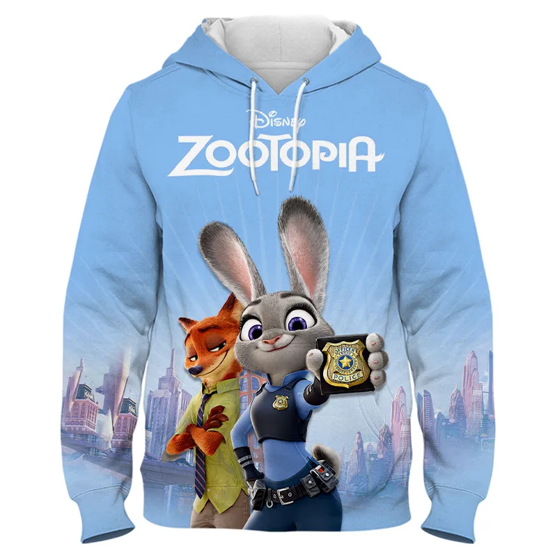 

Disney cute Zootopia Zootropolis Judy and Nick Hoodies cartoon 3D print Men women's casual streetwear loose Boy Girl Kids Hoody