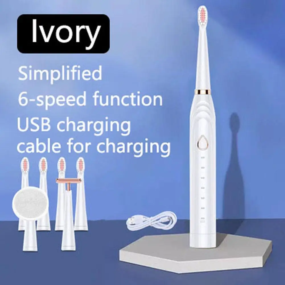 

USB Electric Toothbrush Sonic Vibration Adult Household Brush Electric Head Soft Children's Smart Toothbrush Hair Send Z2N3