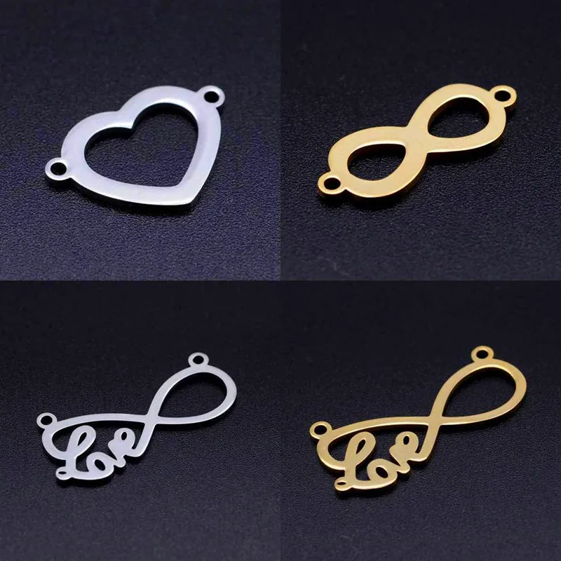 5 шт./лот из нержавеющей стали символ бесконечности сердце любовь DIY соединитель