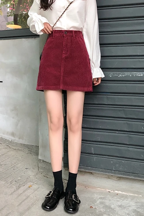 S-XL 2 цвета Осень-зима 2019 мини юбки с высокой талией Женская юбка трапециевидной