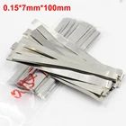 100 шт.лот 0,15 мм x 7 мм x 100 мм полосы из 99.96% чистого никеля с низким сопротивлением для точечной сварки аккумулятора