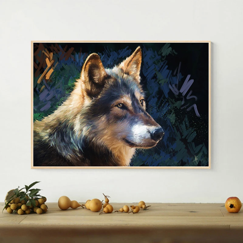 Современный Ретро стиль черно-белый крутой волк животные холст картины плакаты и