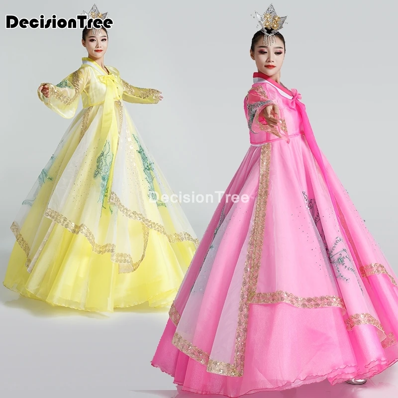 2021 традиционный костюм с блестками в Корейском стиле hanbok женское длинное платье