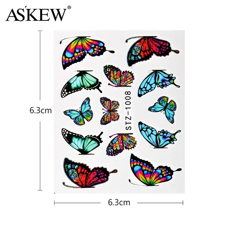 

1Set Colorful Slider Flower Butterfly Designs Nail Art Stickers Watermark DIY Water Transfer Nail Decals Tips Manicure Tool