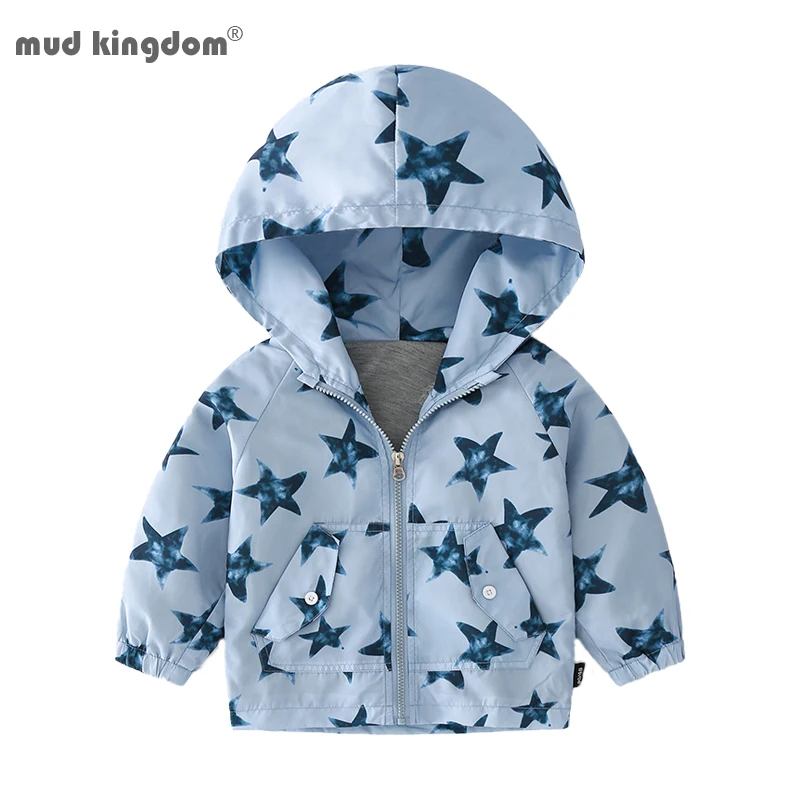 

Mudkingdom Boy Jacket Stars Panda Stripe Printing Zipper Outerwear for Boys Hooded Windbreaker Coats Kids Clothes Spring Autumn