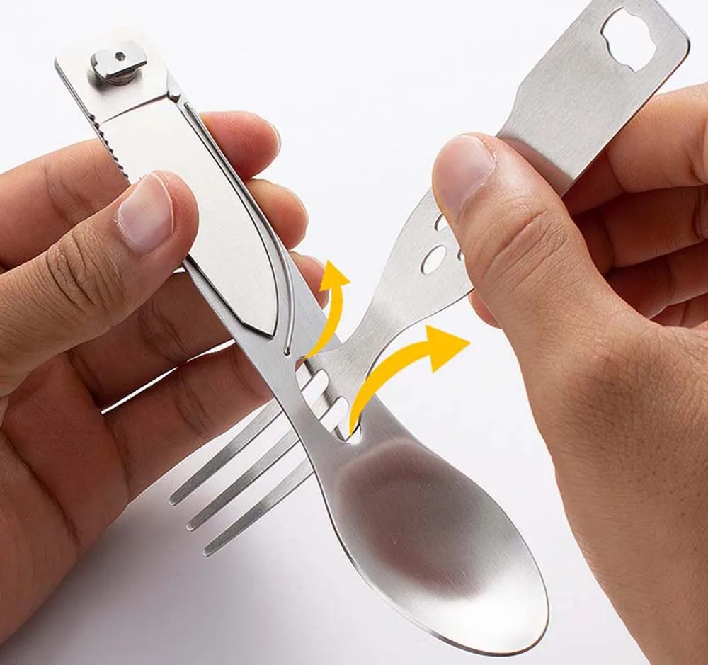 Набор столовых приборов 3 в 1 для кемпинга ложка вилка нож комбинированная