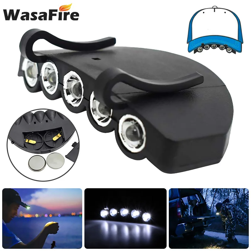 Головной фонарь с 5 светодиодами и водонепроницаемой мини крышкой 2 режимами для