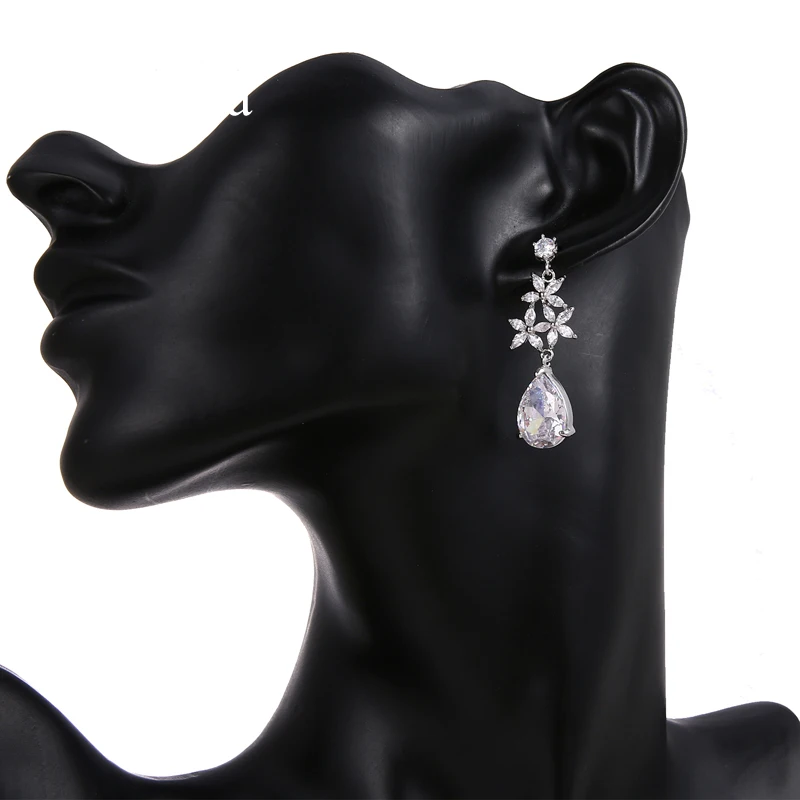 Emmaya Charm Flowers Blossoming Stud Earrings for Women Wedding Cubic Zircon White Gold Color Fashion Jewelry Gift Brincos | Украшения и
