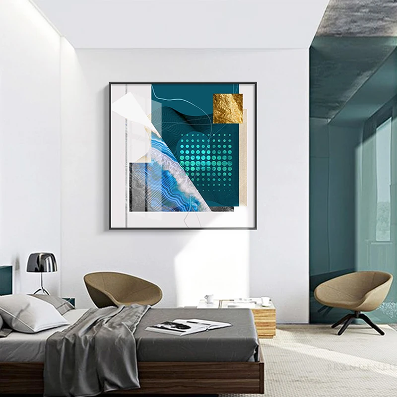 Абстрактная Золотая фольга холст живопись Современный художественный плакат