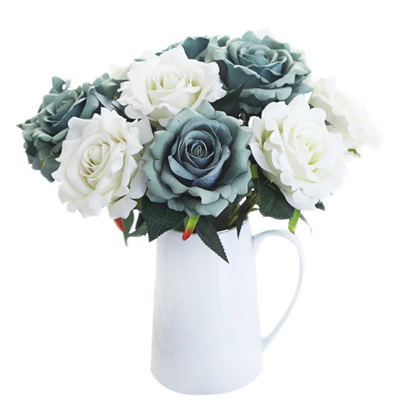 9 см шелковые Чайные розы букет невесты на Рождество свадьбу Новогоднее