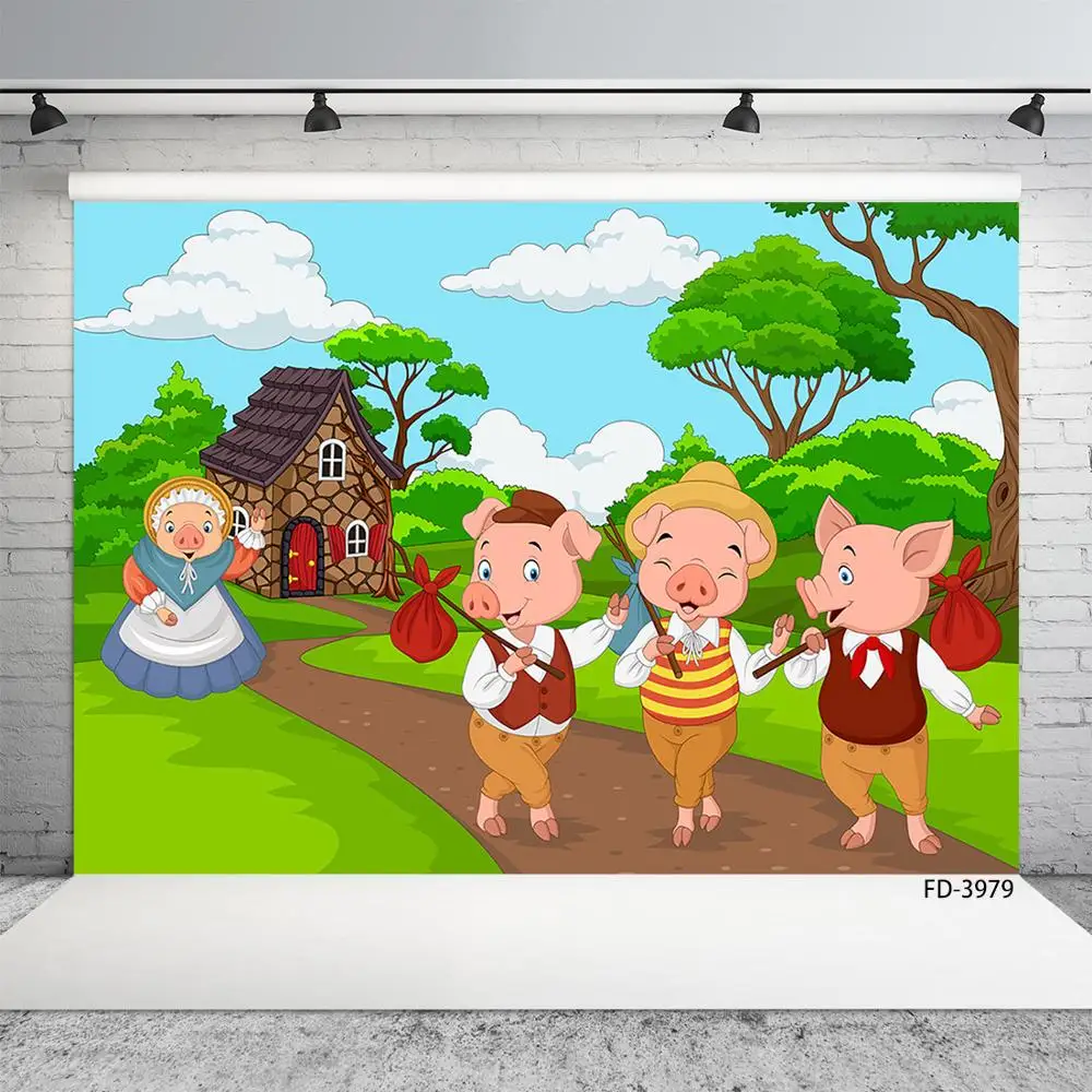 Мультяшный милый фон для фотосъемки детей и малышей с изображением деревянного