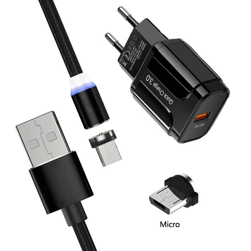 Магнитный Micro USB QC 3 0 кабель для быстрой зарядки Honor 6A 6C 7A 7C 7S 8X 8A Vivo Y17 V15 Y93 Z1 передачи