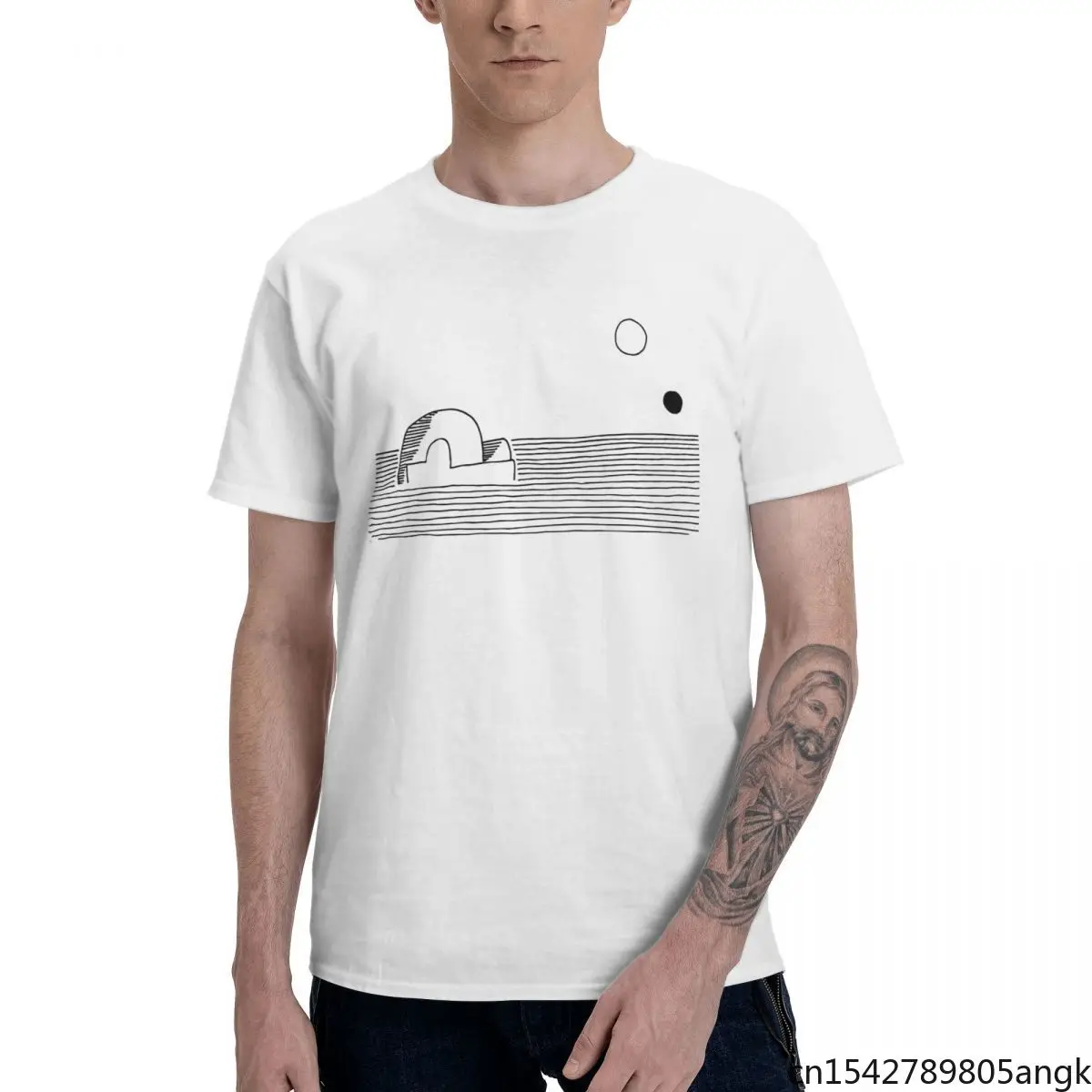 

Two Sun Tatooine Crewneck Men's T-Shirt Short Sleeve Oversized Novelty Clothes Summer Trend