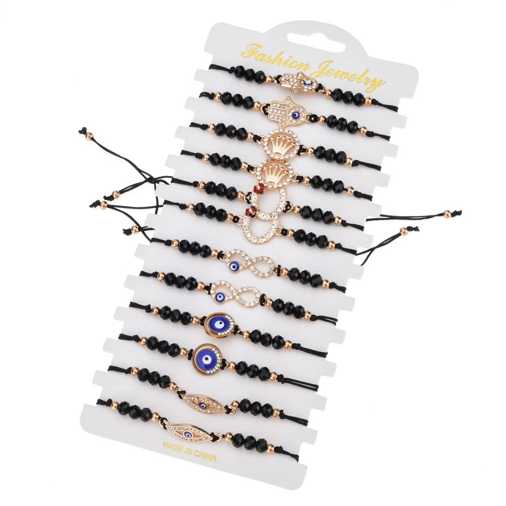 Винтажные браслеты с подвесками от сглаза 12 шт./компл. женские для детей