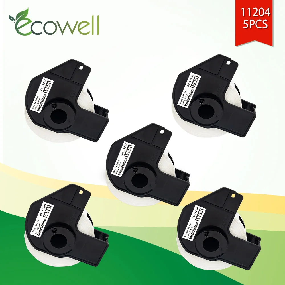 Ecowell 5 рулонов (2000 шт этикеток) DK 11204 термобумага совместима с Brother QL 550 570 этикеток