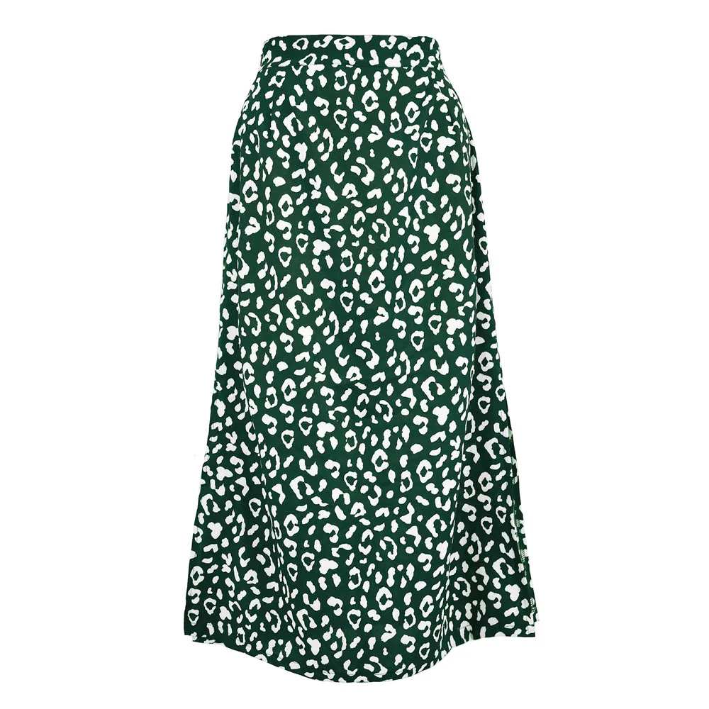 

Casual Skirts Women Bohemian Leopard Print Chiffon Split Skirt Sexy Zipper High Waist Elegant Female Long Skirt New 2020