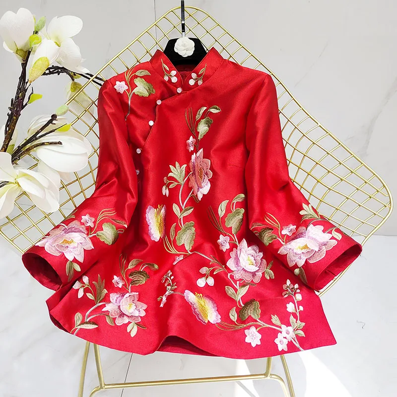 Женские куртки в китайском народном стиле традиционный топ с вышивкой для женщин