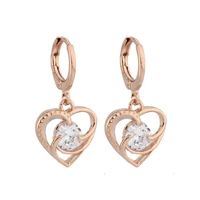 luxury heart shape korean earrings bohemia cute 585 rose gold color plating jewelry 2021 new arrival gift female