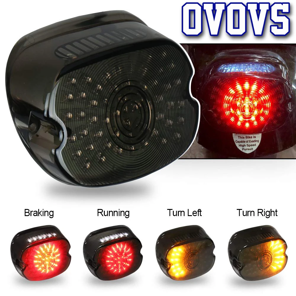 

Smoked LED Tail Light Lay Down Tail Lamp with Braking Turn Signal for Harley Sportster -Dyna FXDL Electra Glides Road King