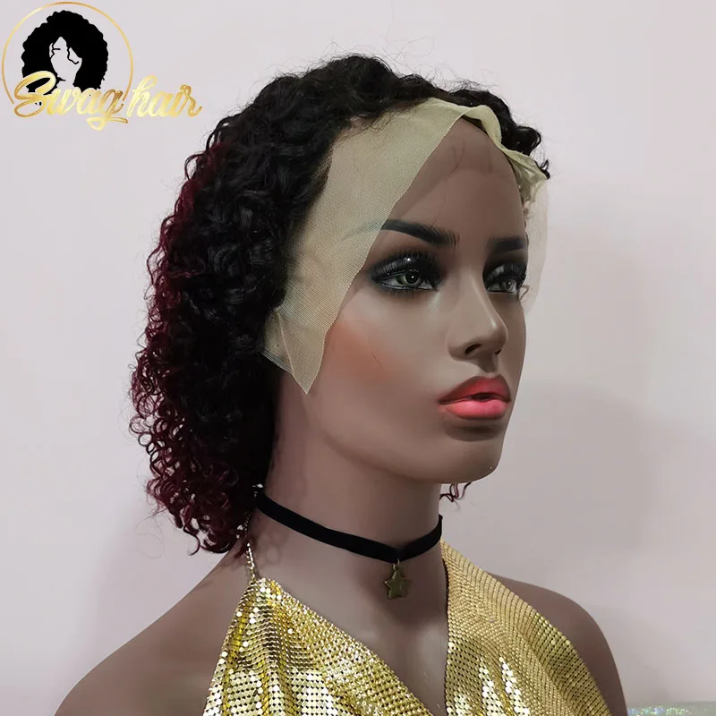 Парик с кудрявыми волосами парики на сетке спереди эффектом омбре 1B/99J 13X4