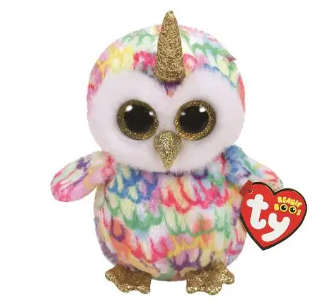 Owl Ty Beanie плюшевые куклы животных Единорог Сова Жираф мягкие игрушки пингвин летучая мышь кошка Boos собака 15 см - Цвет: Owl