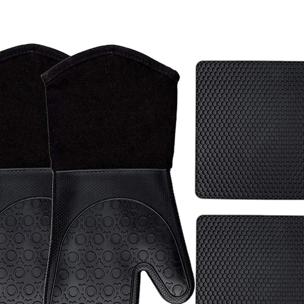 

Heat Resistant Grilling Gloves Silicone Heat Resistant Pot Holder Pads Mats