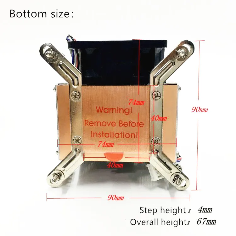 Copper bottom Server 2U side blown radiator fan 1155 1150 1366 2011 775 Interface double ball Square |