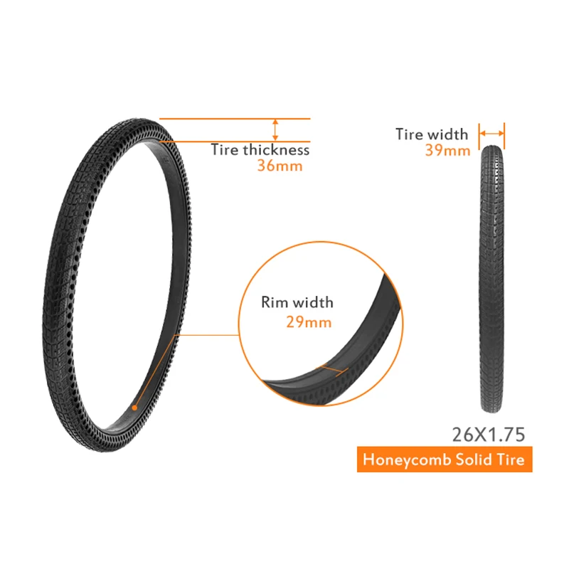

26/24/22/20/16/12 In 16*1 3/8 non-pneumatic tire Tubeless Honeycomb Hole Tyre 10/8.5/8/6.5 In Solid Tyre