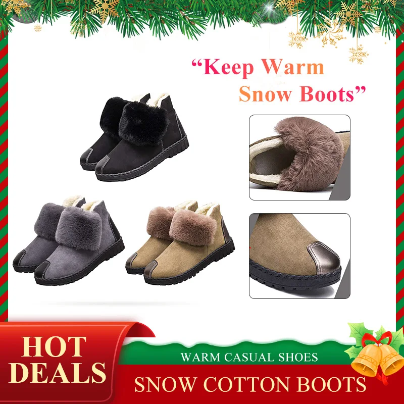 

Snow Boots For Women Winter Wild Korean Short Tube Short Boots Flat Bottom Bread Shoes Anti-Slip Fur Lined Bootie Outdoor Shoes