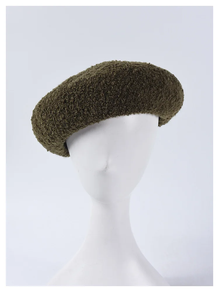 army green 7 цветов, новые модные шерстяные рулонные береты для женщин, теплые плоские шапки, Женские французские шапки, розовая черная шапка грибовидной формы, корейский стиль - Цвет: army green