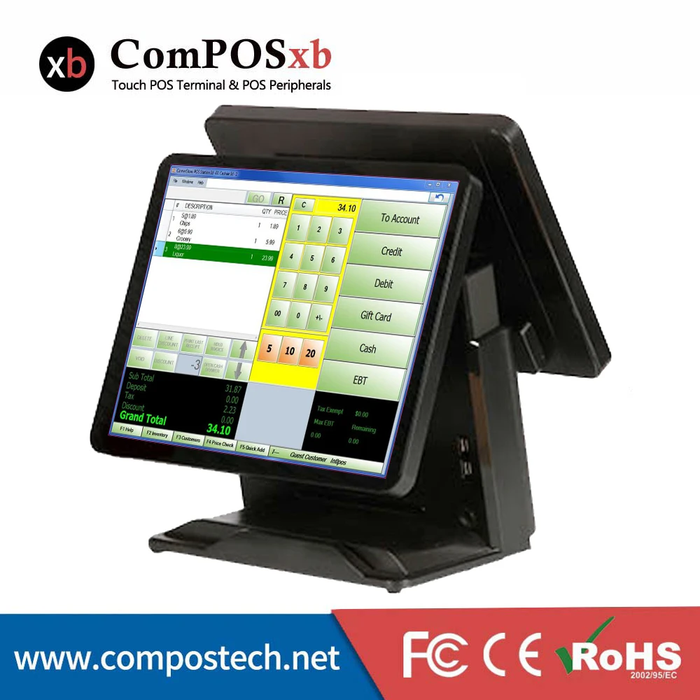 Pos терминал с двойным экраном сенсорный экран 15 дюймов клиентский дисплей