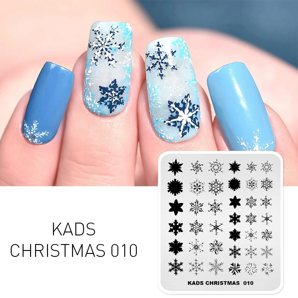 KADS Снежинка Рождество 010 шаблон штамповка Фотоэлементы шаблоны для ногтей