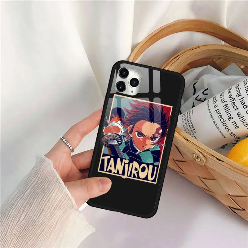 

Anime Demon Slayer Kimetsu no Yaiba Phone Case Tempered glass For iphone 11 12 PRO MAX X XS XR 5C 6 6S 7 8 plus