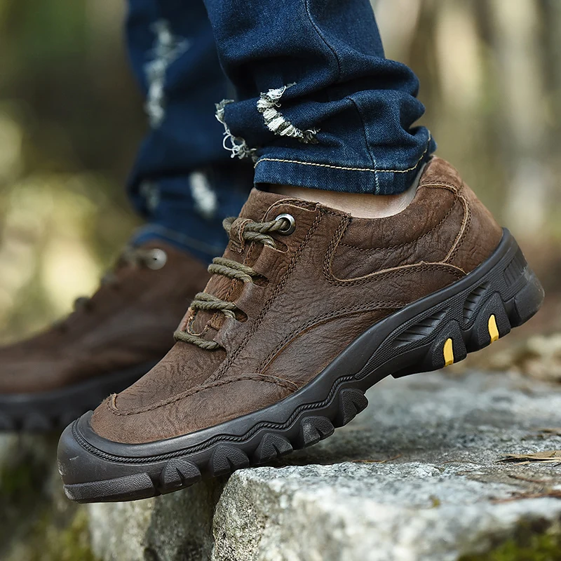 Мужская обувь из натуральной кожи Уличные оксфорды на шнуровке Нескользящая