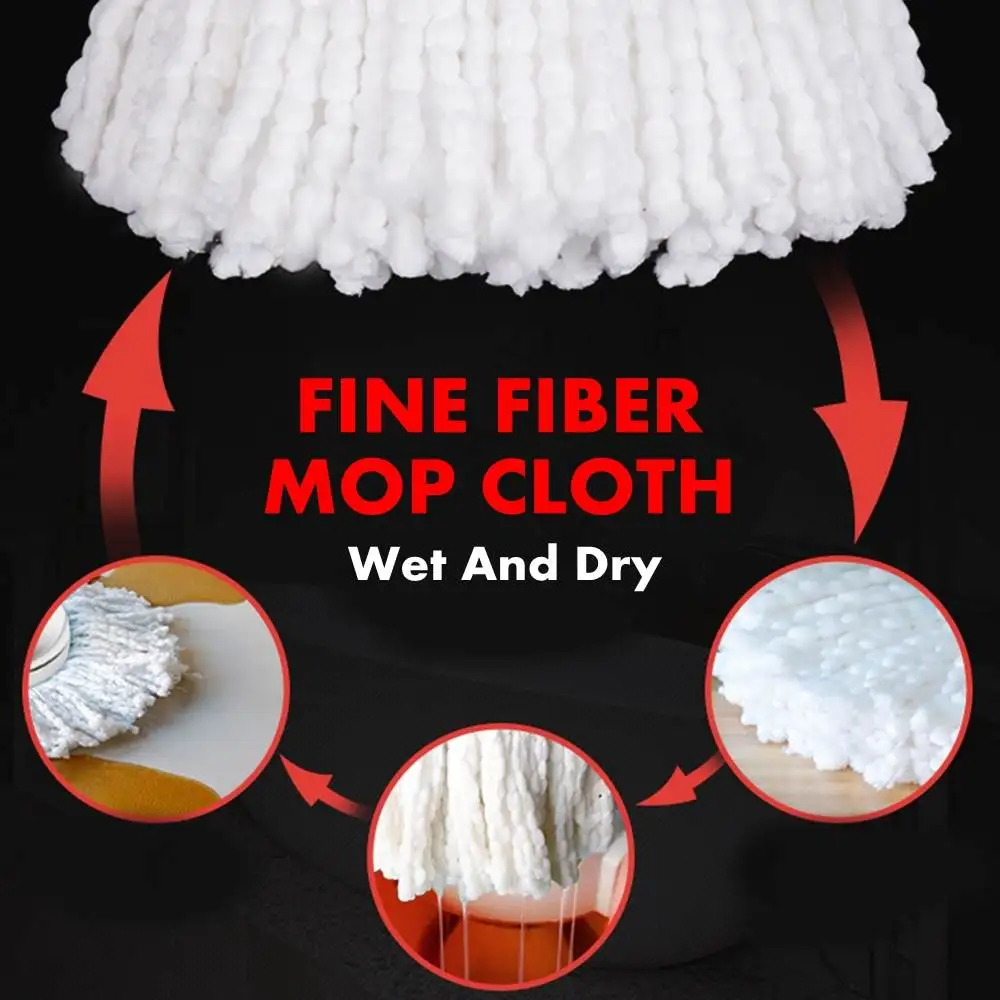 

360 Spin Mop Stainless Steel Spin Dry Mop with Bucket Rod 2 Fiber Heads Set Easy Wring Cleaning System Washable Floor Clean