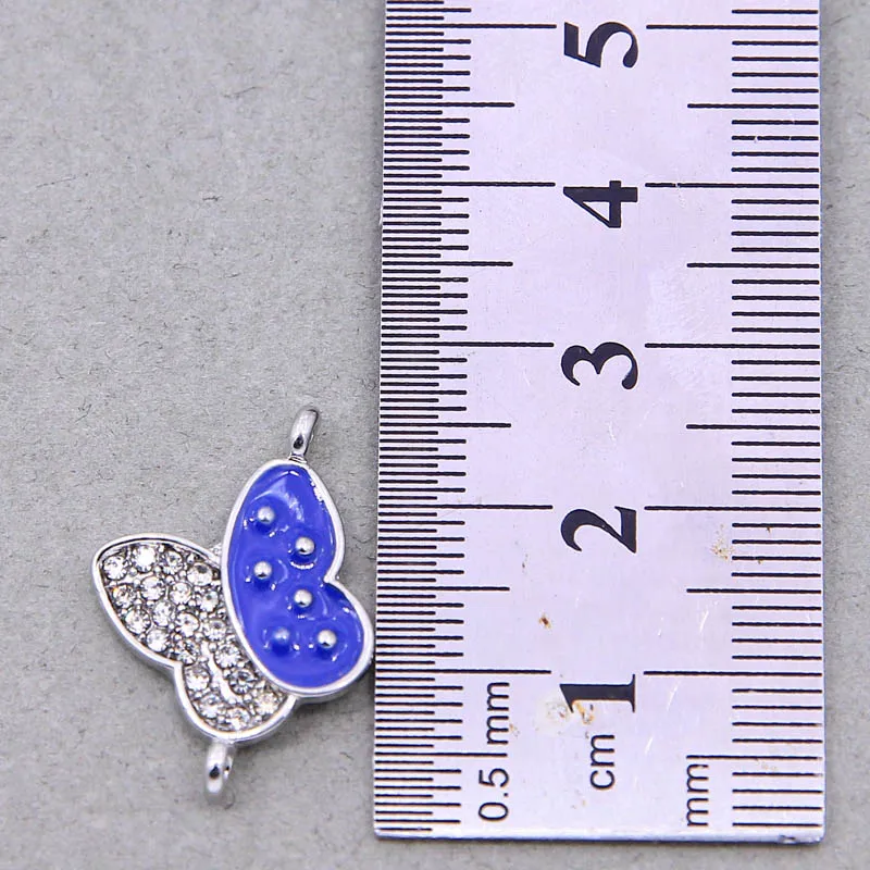 6 шт. красочные блестящие бабочки Шарм соединитель Эмаль маленькие животные