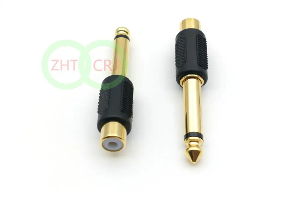 

50PCS Gold plated 6.35mm (1/4 Inch) Mono Plug to RCA Jack connectors New