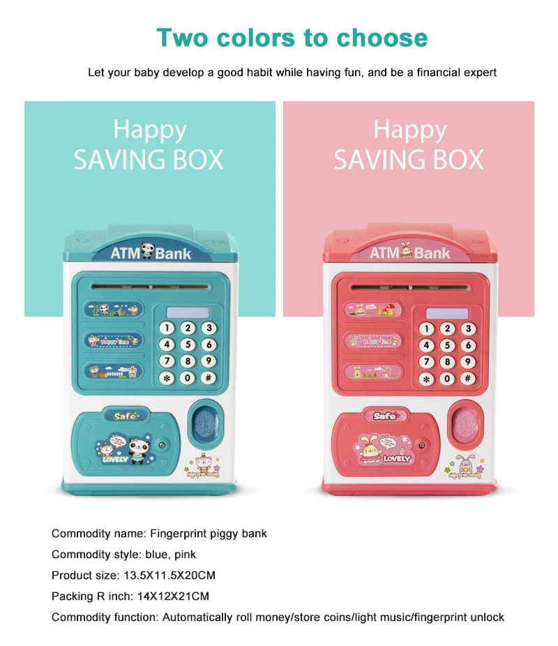

ATM Savings Bank Toys Chinese-english Switch Kids Change Storage Tank Dollar Currency Detector New Year Gift For Children