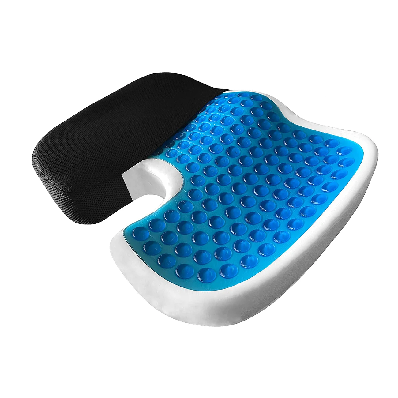 

Gel Memory Foam Chair Pillow with Cooling Gel for Tailbone Pain Relief, for Support in Office Desk Chair, Car, Wheelchair