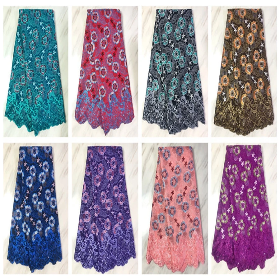 

Highest Quality African Cotton Lace Fabric Stretch Ankara Wedding Swiss Voile Bright Latest Handcut 100%cotton Line about 5yards