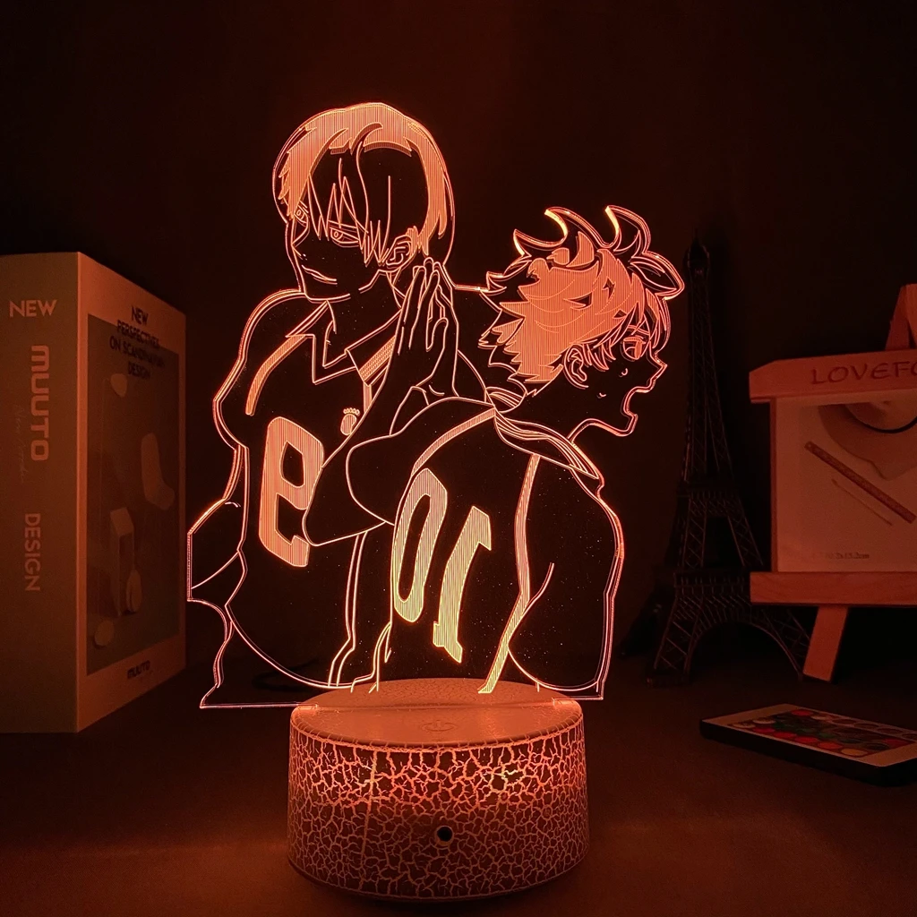 

Manga Haikyuu Shoyo Hinata Anime Figure for Kids Bedroom Anime Decoration Valentines Day Gift 3D Lamp Haikyuu Sensor Light