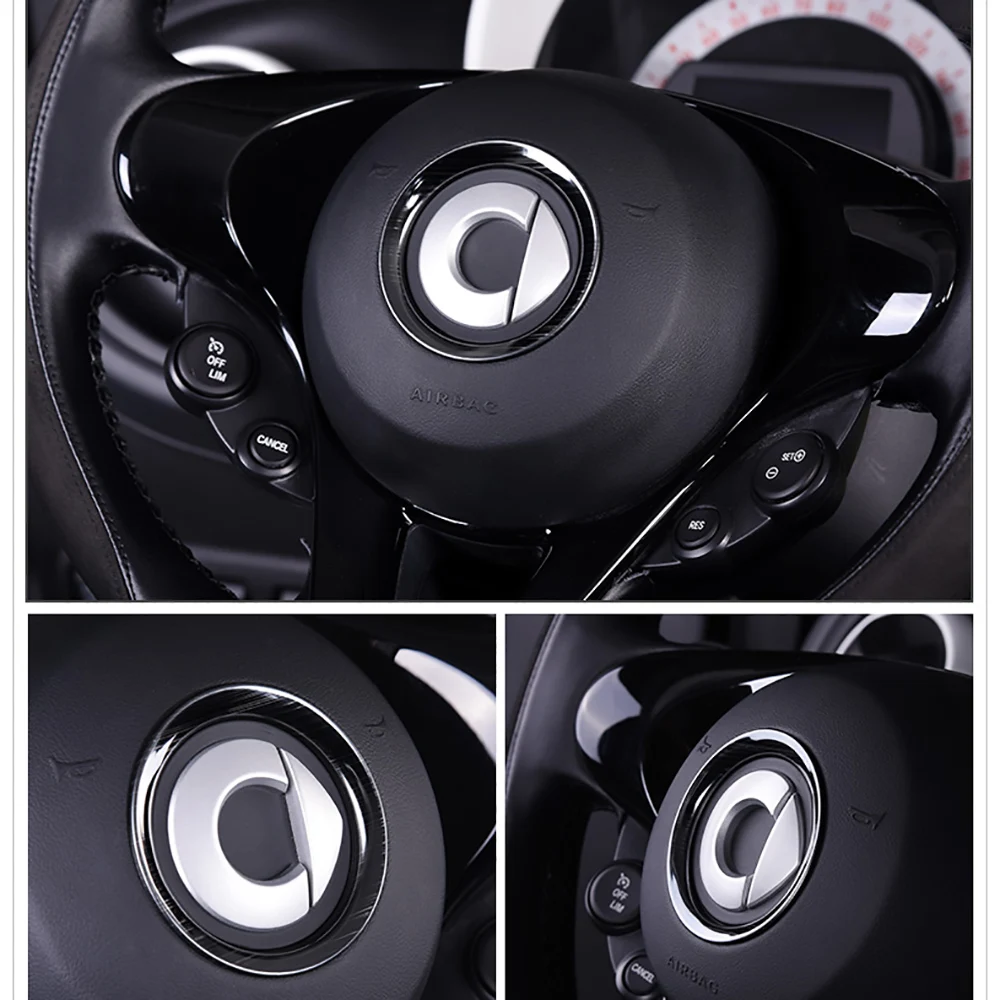 

FOR Smart 453 Fortwo Forfour Automotive Accessories Car Steering Wheel Cover Shell Interior Car Decoration Metal Ring