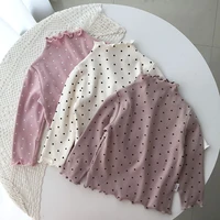 melario baby shirt 2021 new korean comfortable turtleneck bottom long sleeve sweet tops girls polka dots inside girl clothes