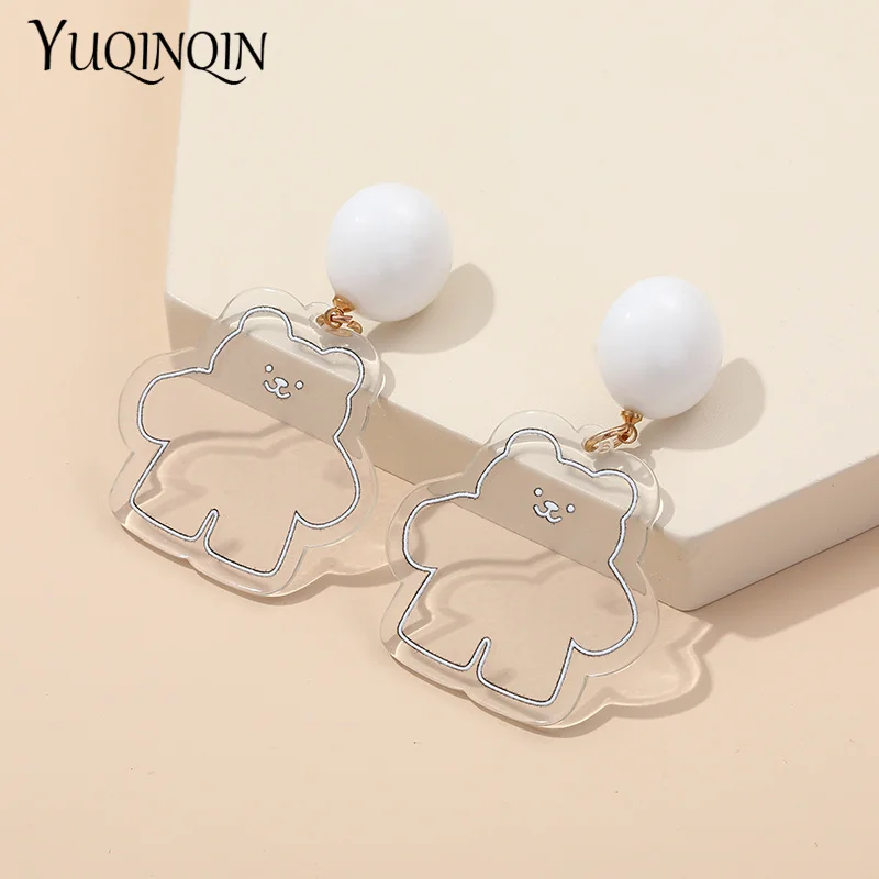 

Acrylic Heart Drop Earrings for Women Long Styles 2021 Statement Resin Big Cute Dangle Earings For Girls Korean Fashion Jewelry