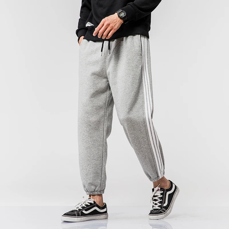 Мужские брюки из хлопка и полиэстера удобные повседневные тренировочные штаны в