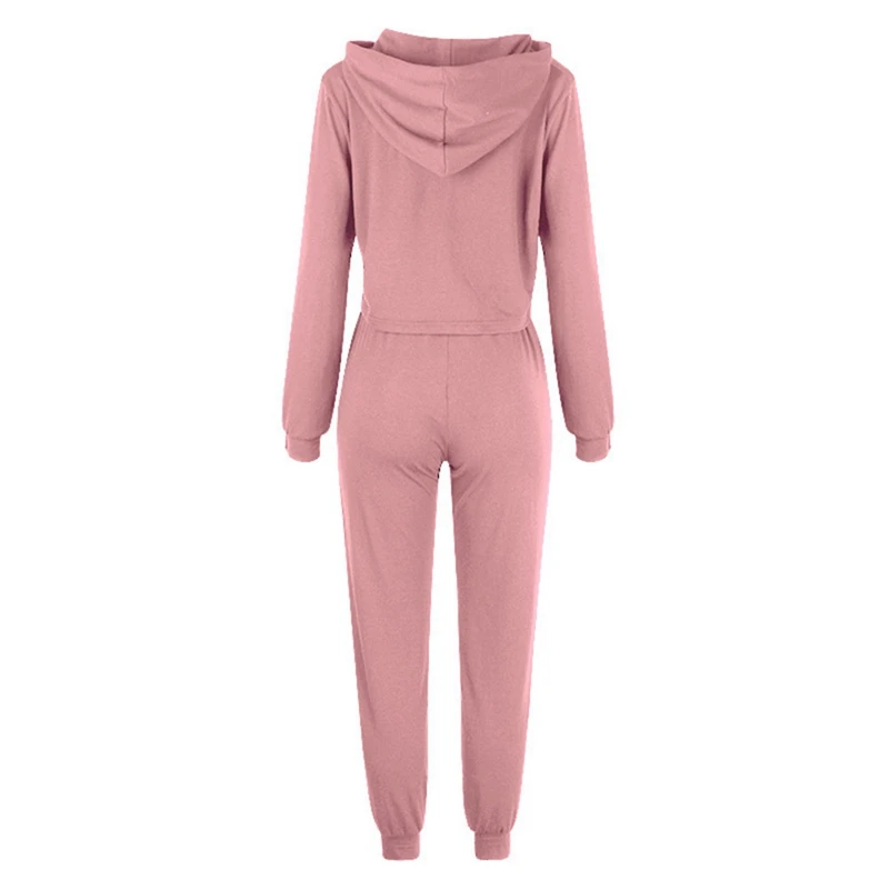 

Oeak Casual Spring Two Piece Set Women Pink Outfit Long Sleeve Crop Top Leggings Women Joggers Matching Sets Ladies Tracksuit