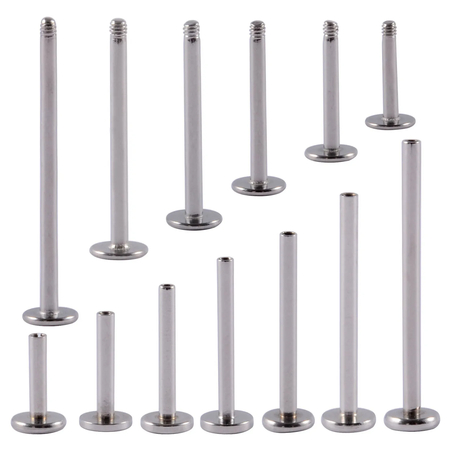 10PCS/Lot Steel & Titanium Lip Bar Parts Screw Thread 16G/14G Labret Post Barbells For Lip Piercing Earring Stud Body Jewelry