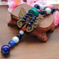 new retro butterfly ethnic style handmade ceramic bead pendant necklace n260