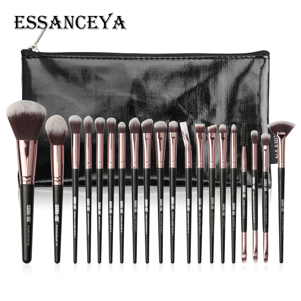 20 pcs with bag ESSANCEYA Новая мода профессиональный макияж кисти для макияжа кисточки 15/18/20 шт глаз для пудры, основы, кисти для макияжа, для румян Набор для Красота - Handle Color: 20 pcs with bag